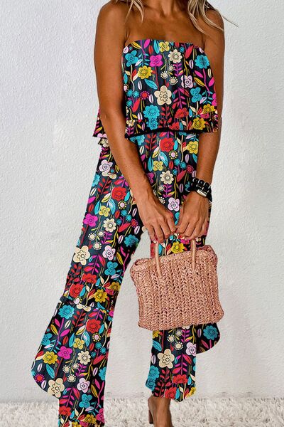Printed Tube Wide-Leg Statement Jumpsuit