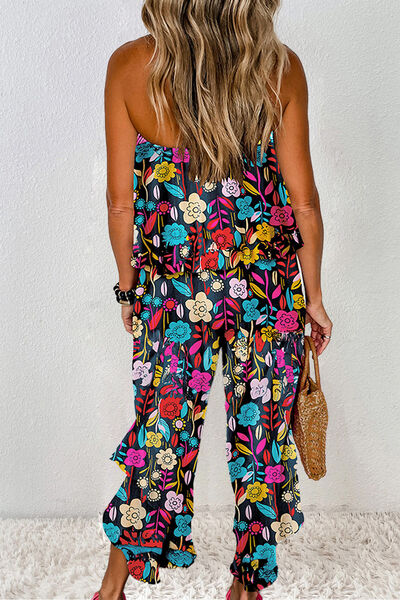 Printed Tube Wide-Leg Statement Jumpsuit