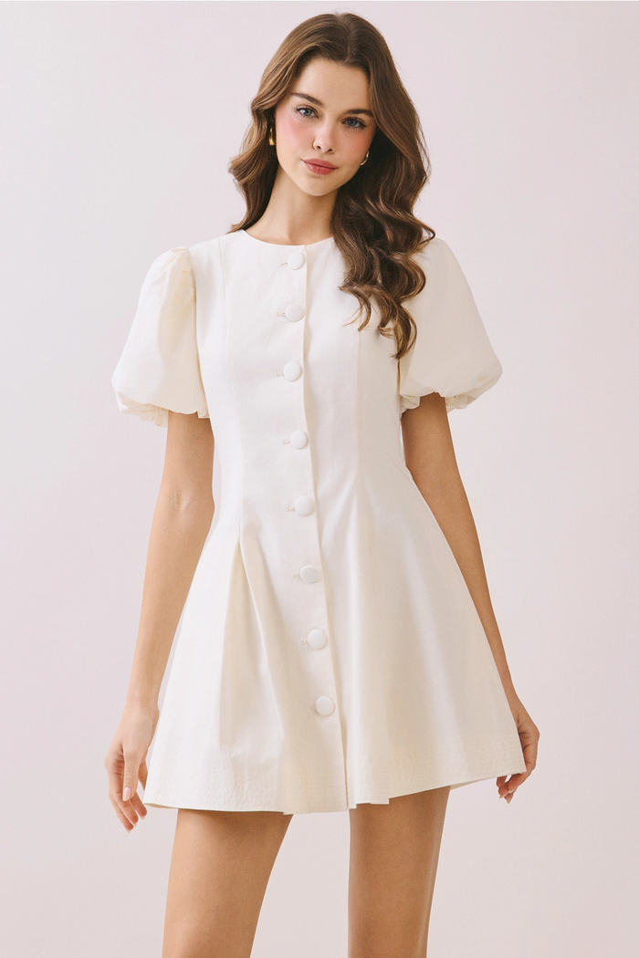 Puff Sleeve Button Down Dress