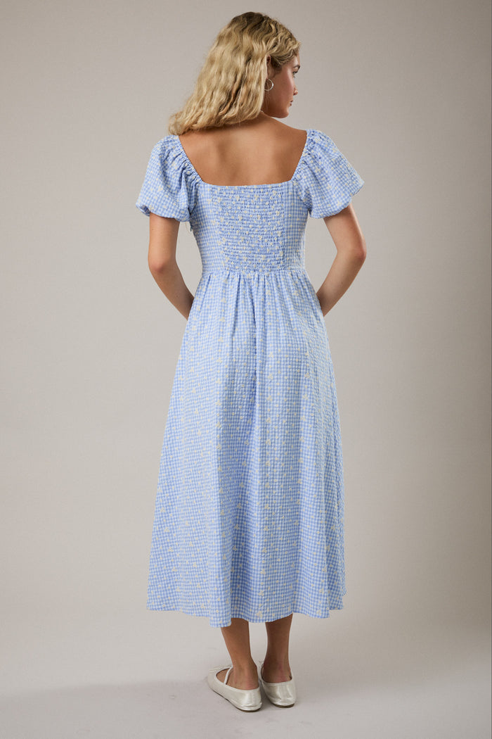 Puff Sleeve Gingham Dress - Greige Goods