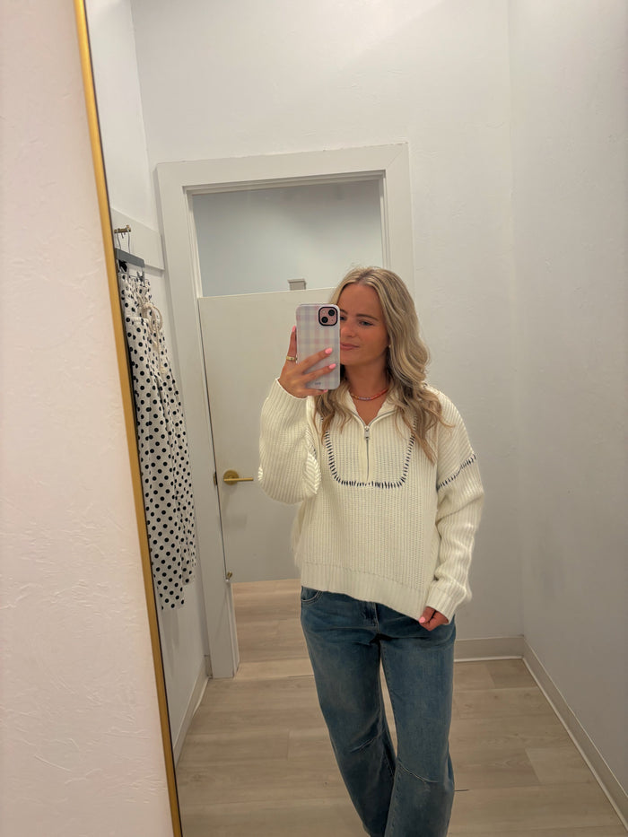 Quarter Zip Stitching Sweater