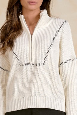 Quarter Zip Stitching Sweater