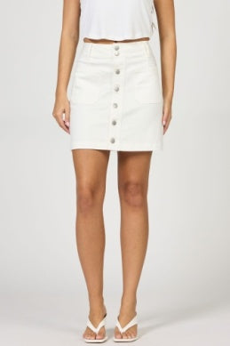 Quinn Button Front Skirt - Greige Goods