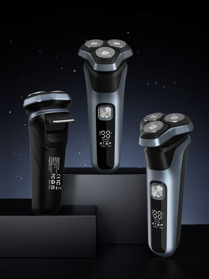 Rechargeable Rotary Electric Shaver with LED Display