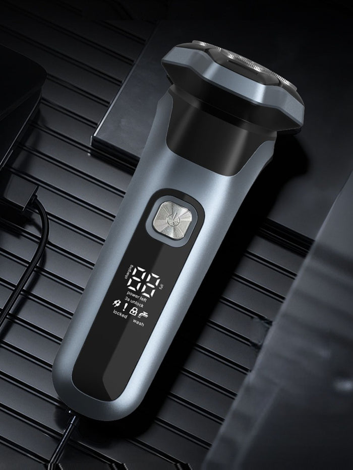 Rechargeable Rotary Electric Shaver with LED Display