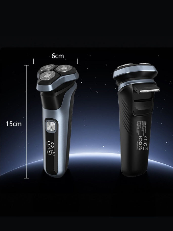 Rechargeable Rotary Electric Shaver with LED Display