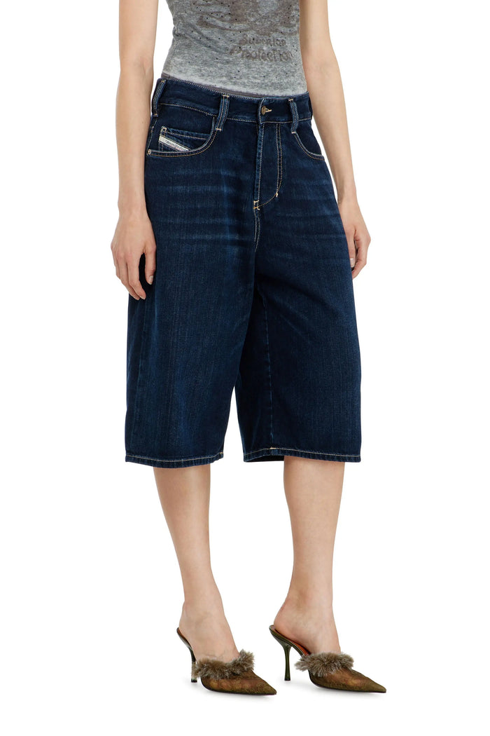 Relaxed denim shorts with dark wash
