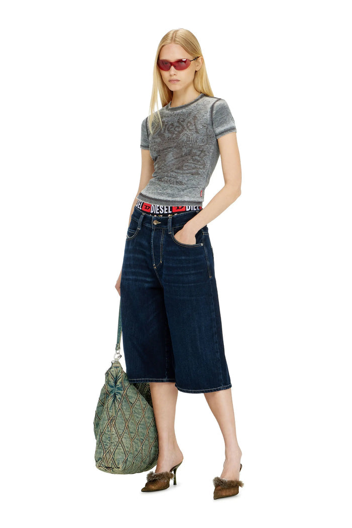 Relaxed denim shorts with dark wash