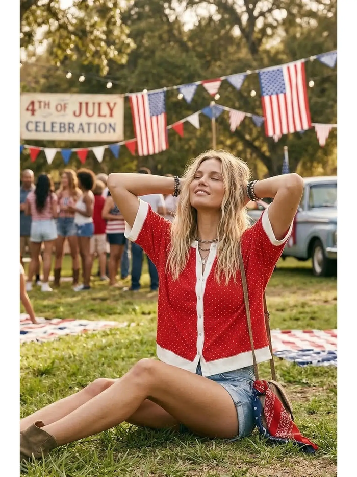 Relaxed Fit Polka Dot Top