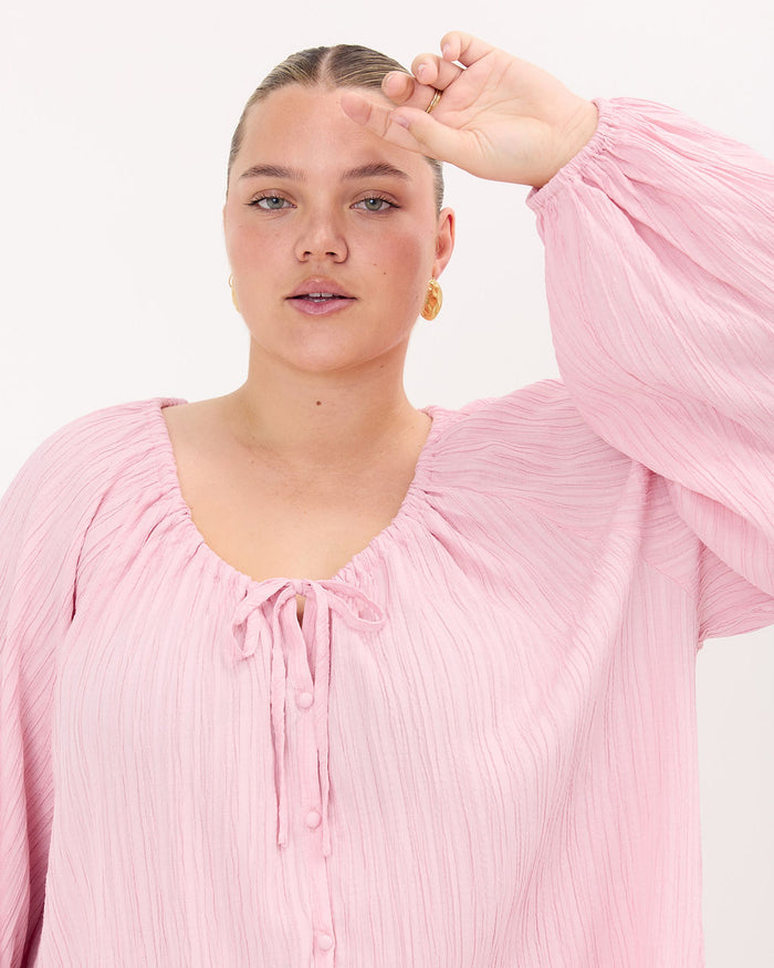 Renee Top in Pink Crepe | Breastfeeding Access | The Lullaby Club