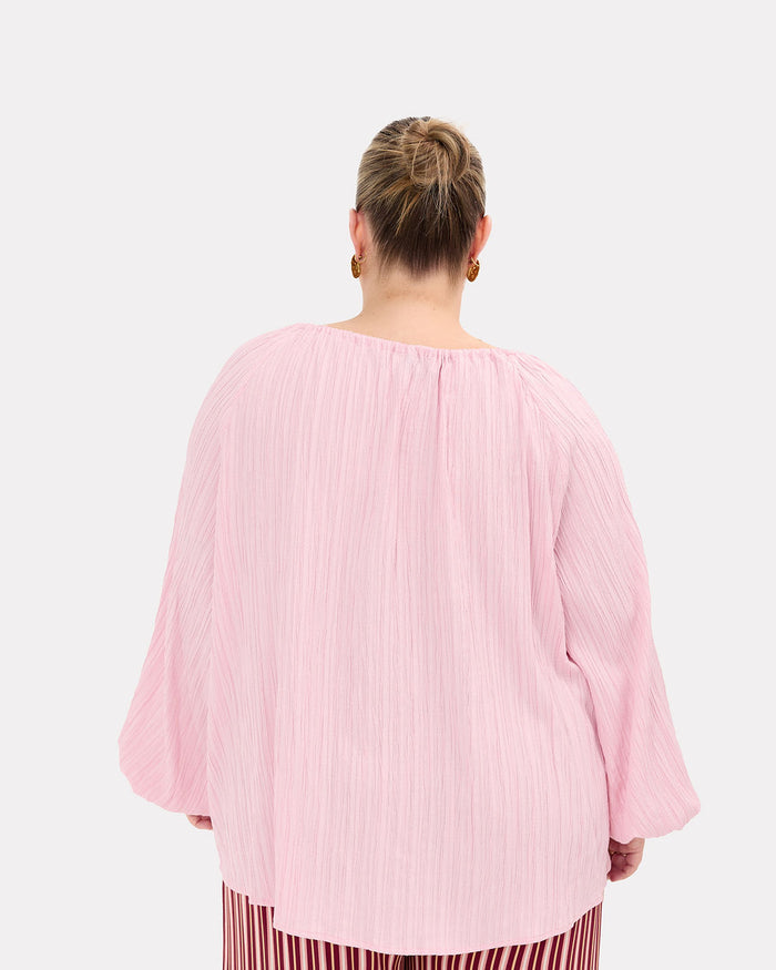 Renee Top in Pink Crepe | Maternity & Postpartum Friendly | The Lullaby Club