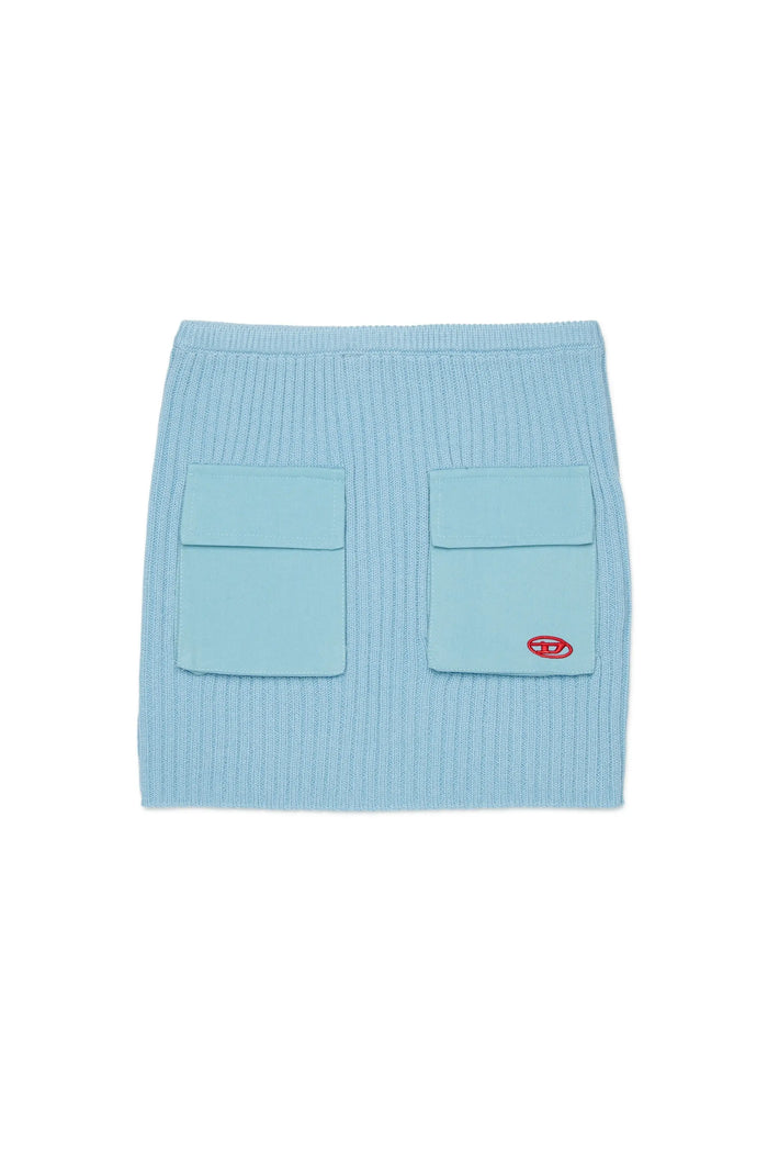 Ribbed-knit mini skirt with utility pockets