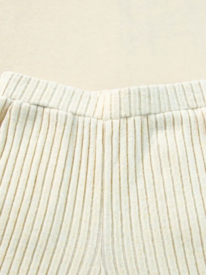 Ribbed Knit V-Neck Top and Pants Lounge Set