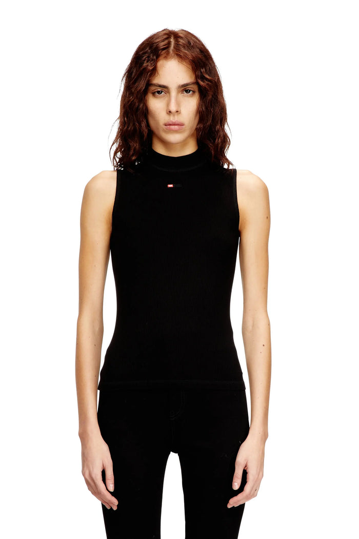 Ribbed tank top with mock neck