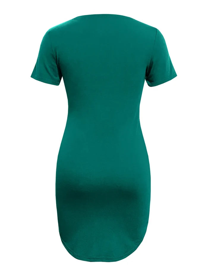 Round Neck Short Sleeve Mini Tee Dress
