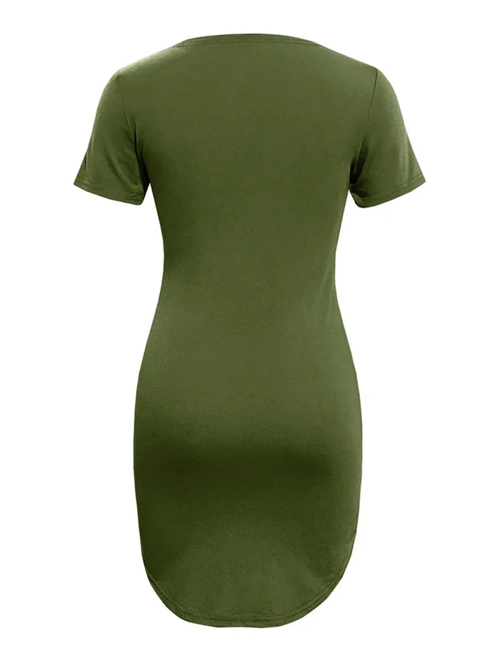 Round Neck Short Sleeve Mini Tee Dress