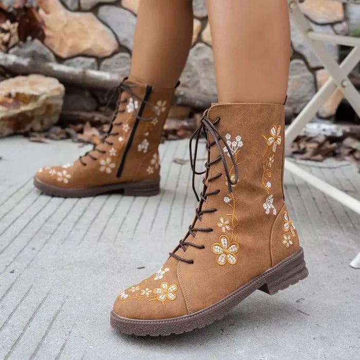 Round Toe Block Heels Boots