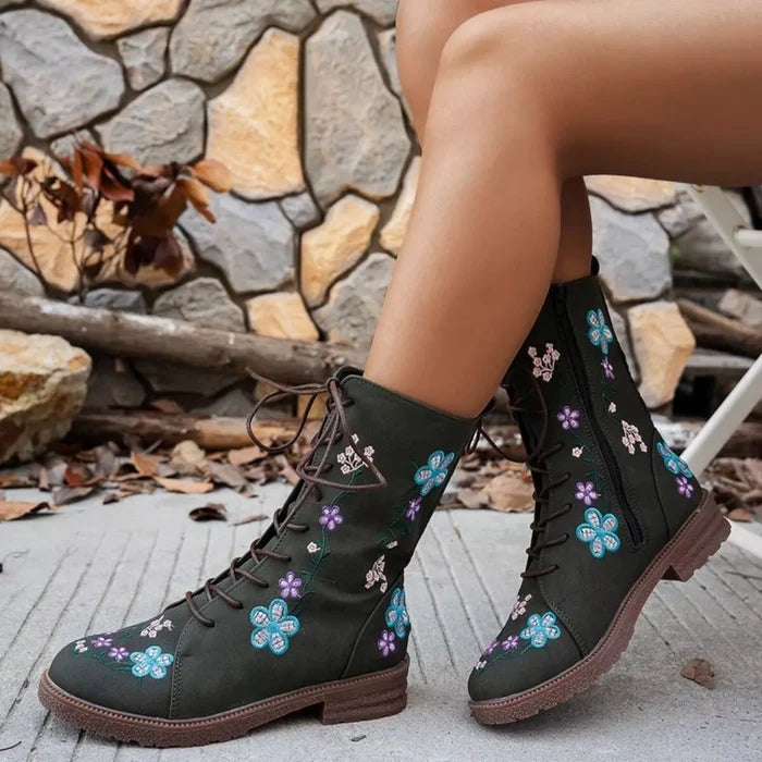 Round Toe Block Heels Boots