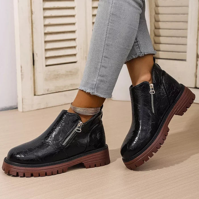 Round Toe Block Heels Boots