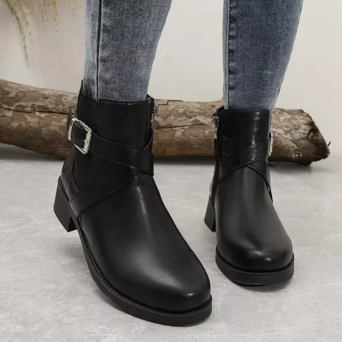 Round Toe Block Heels Boots