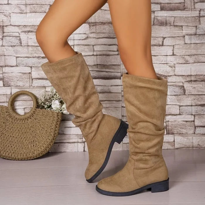 Round Toe Block Heels Boots
