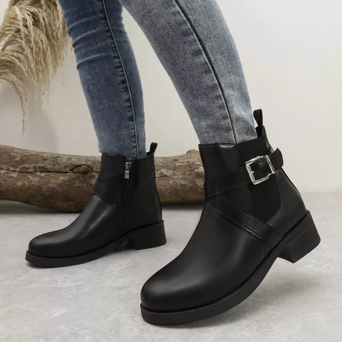 Round Toe Block Heels Boots