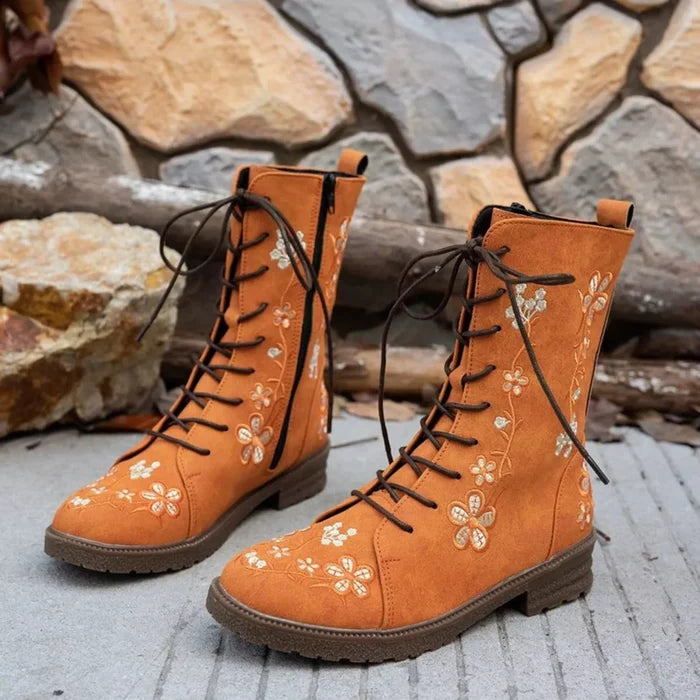 Round Toe Block Heels Boots