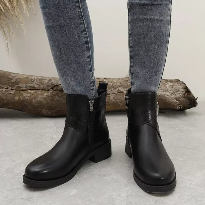 Round Toe Block Heels Boots
