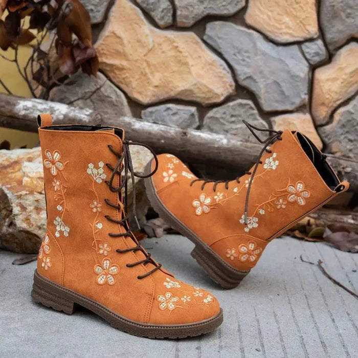 Round Toe Block Heels Boots