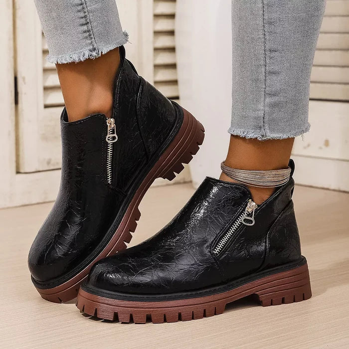 Round Toe Block Heels Boots