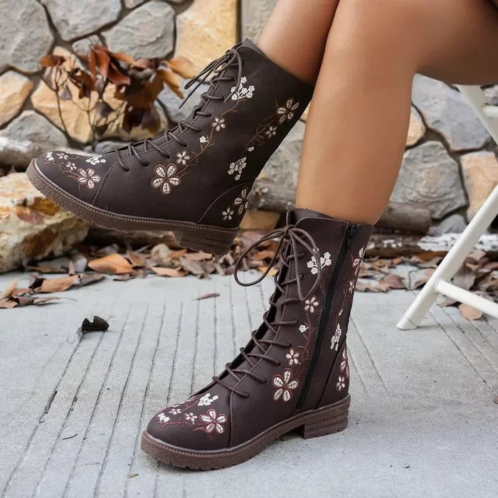 Round Toe Block Heels Boots