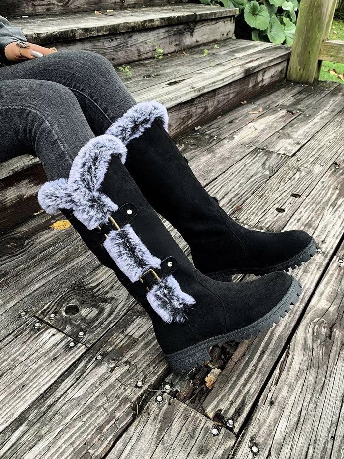 Round Toe Block Heels Boots