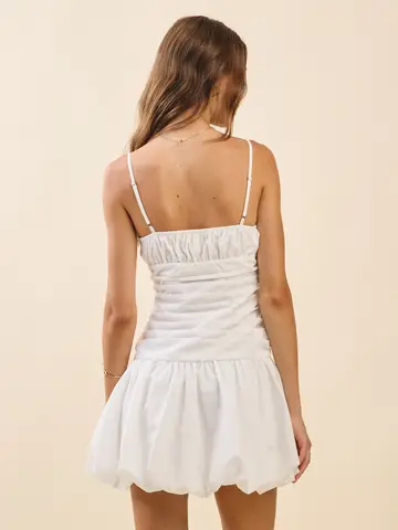 Ruched Bodice Bubble Hem Mini Dress