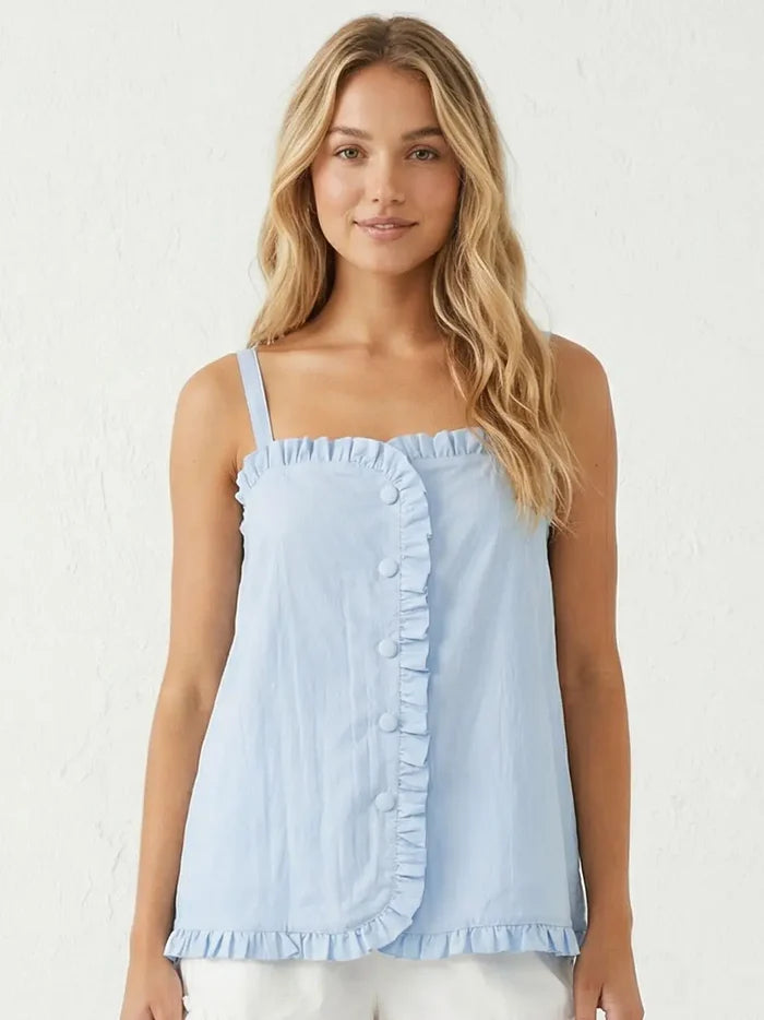 Ruffle Detail Tank Top - Greige Goods
