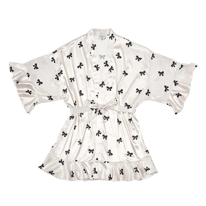 Ruffled Satin Robe - Greige Goods