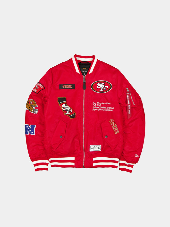 SAN FRANCISCO 49ERS X ALPHA X NEW ERA MA-1 BOMBER JACKET OUTERWEAR Alpha Industries RED S