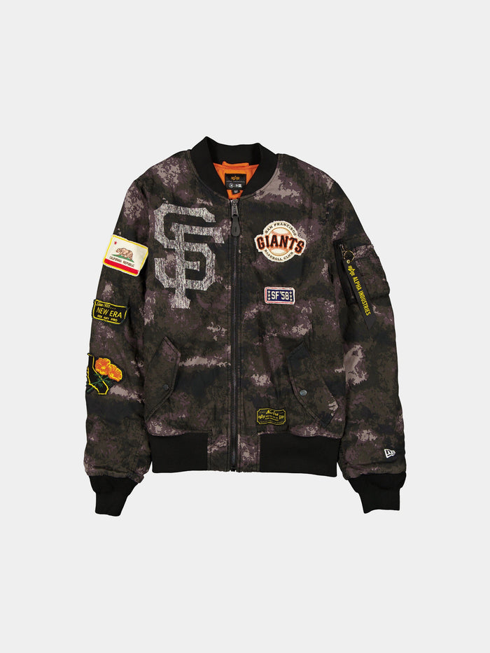 SAN FRANCISCO GIANTS X ALPHA X NEW ERA MA-1 BOMBER JACKET (BLACK CAMO) OUTERWEAR Alpha Industries BLACK S