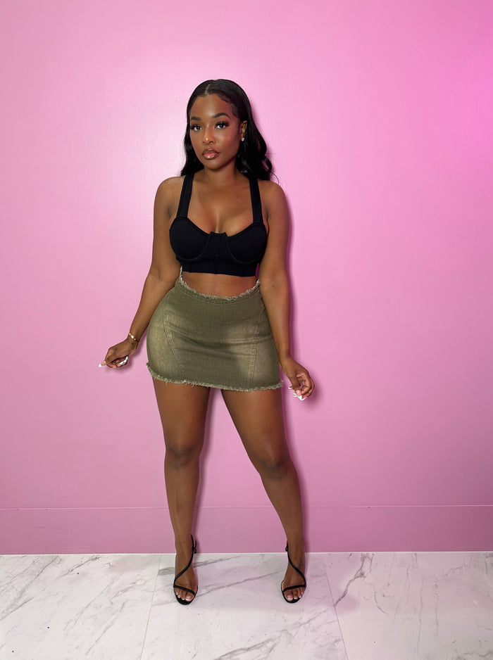 Sand blast mini skirt