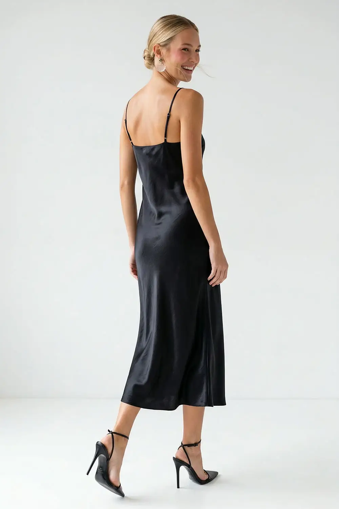 Satin Maxi Slip Dress - Greige Goods