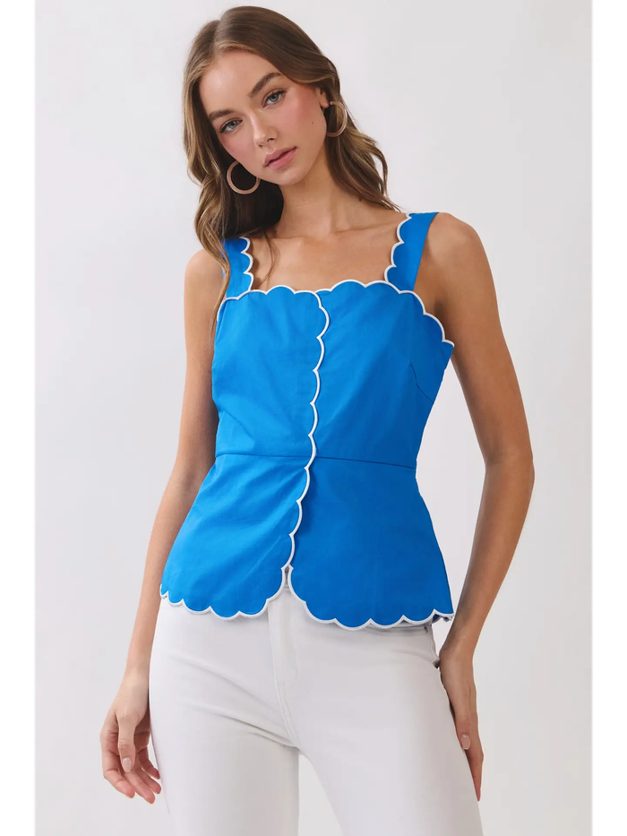 Scallop Trim Sleeveless Top