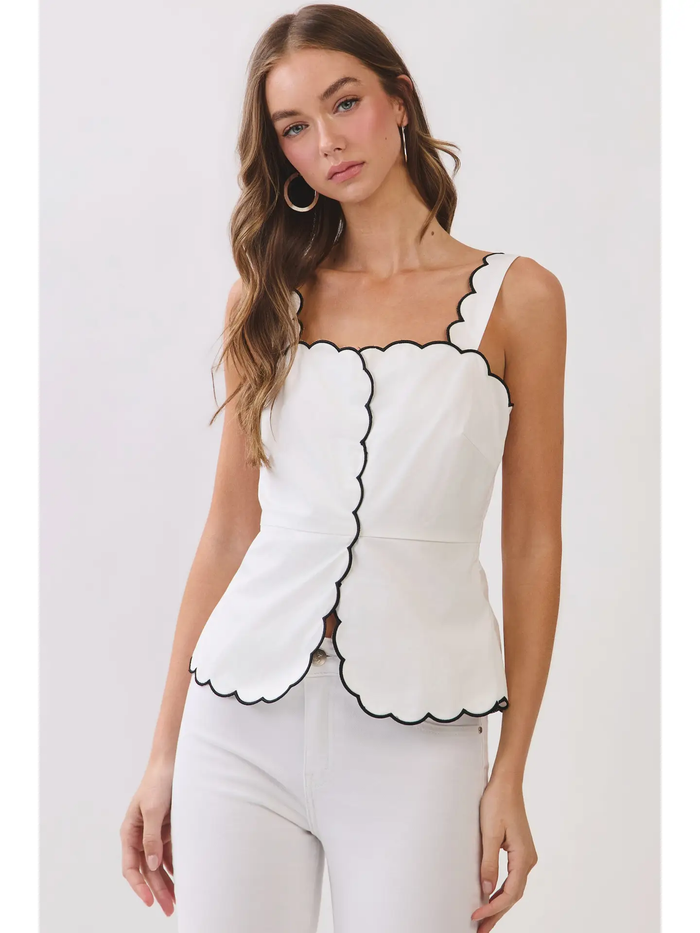 Scallop Trim Sleeveless Top