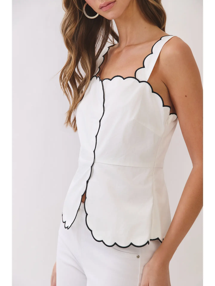 Scallop Trim Sleeveless Top
