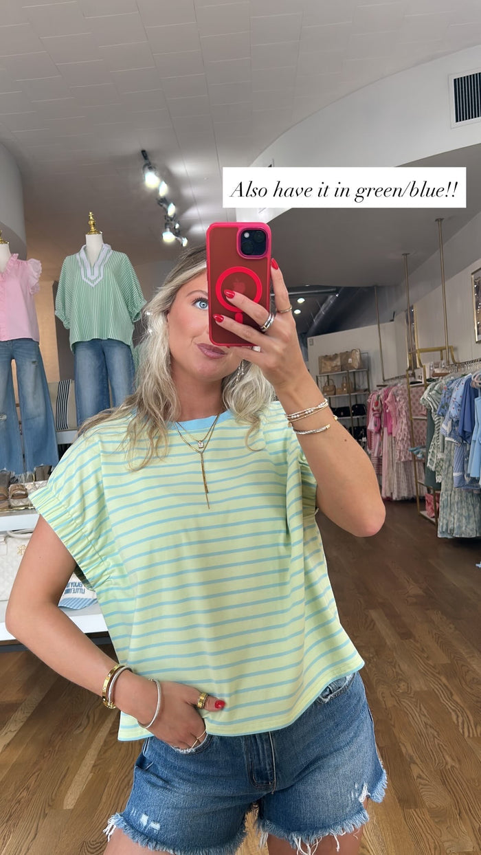 SCARLETT BLUE STRIPE TOP