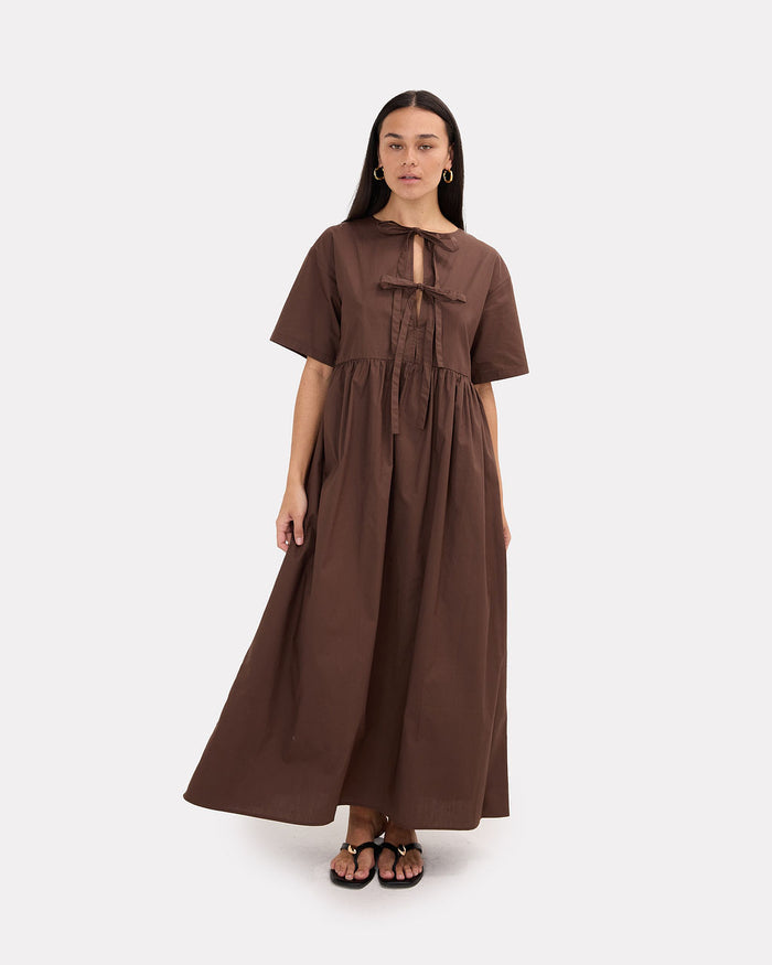 Scarlette Maxi Dress in Chocolate - Maternity Friendly Fit - The Lullaby Club