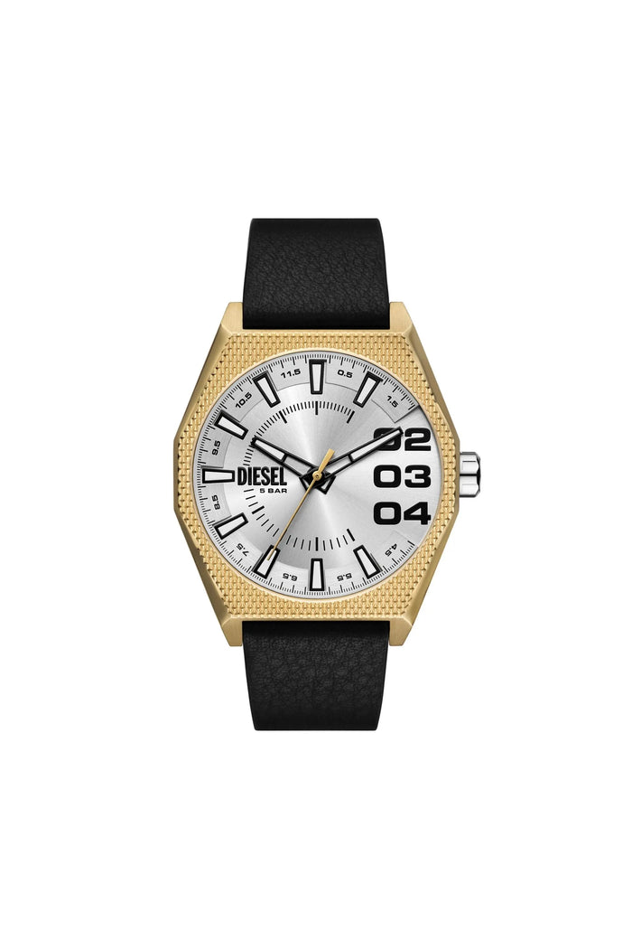 Scraper Three-Hand Black Leather Watch