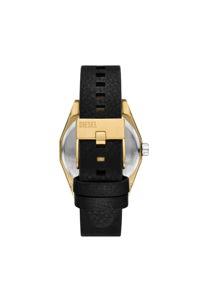 Scraper Three-Hand Black Leather Watch