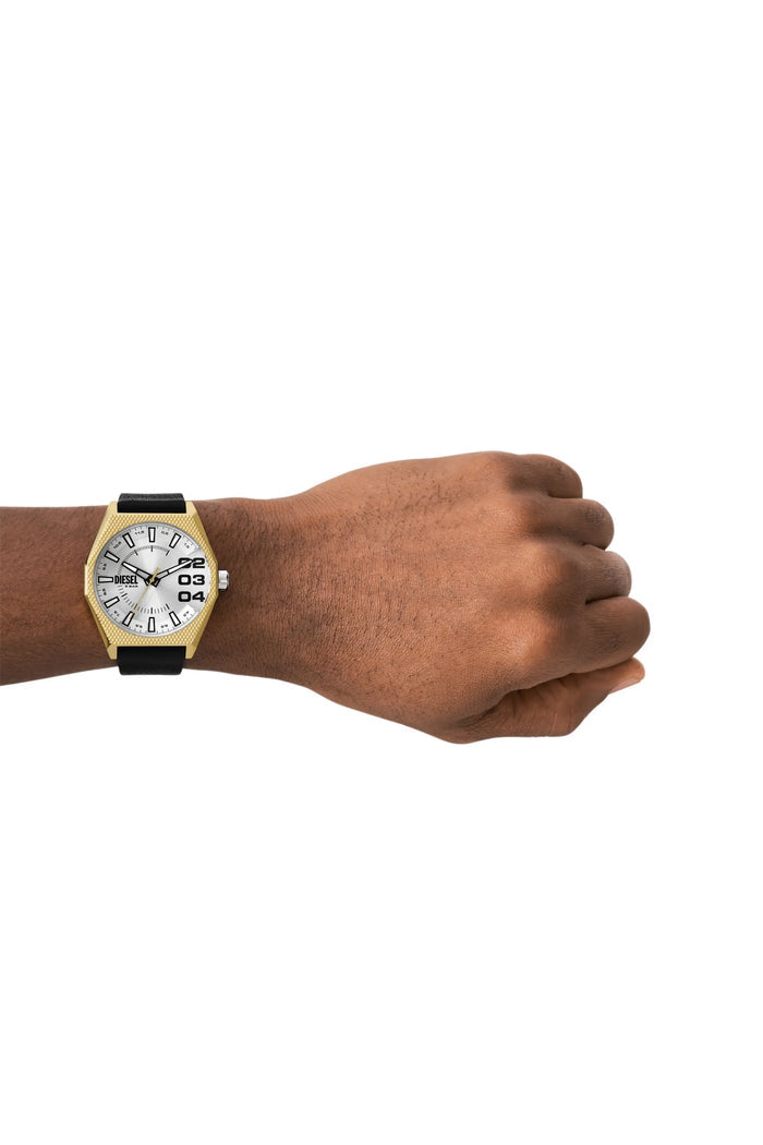 Scraper Three-Hand Black Leather Watch