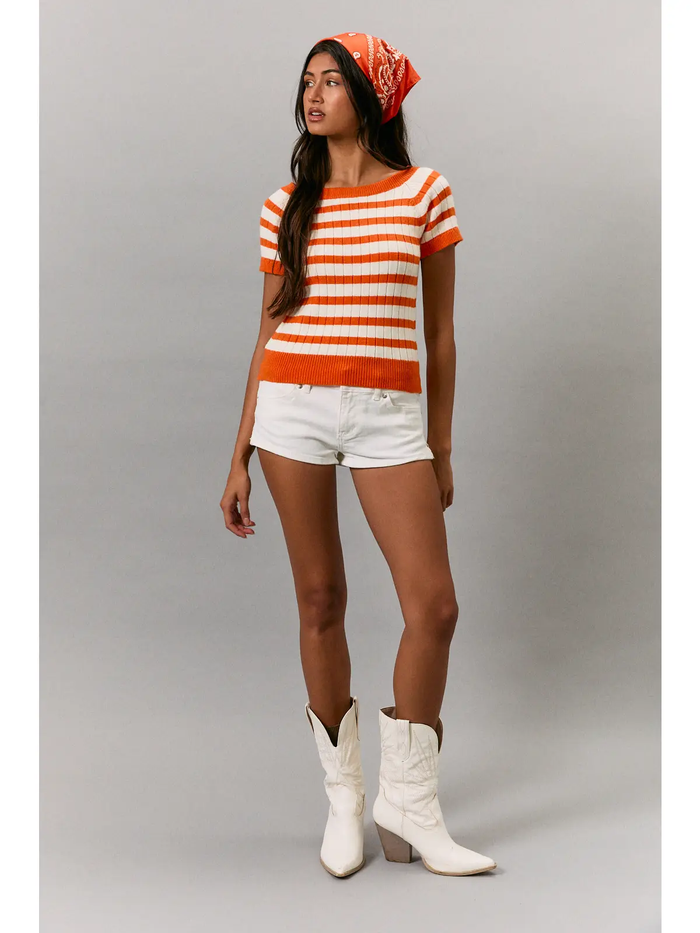 Short Sleeve Knit Sweater Top