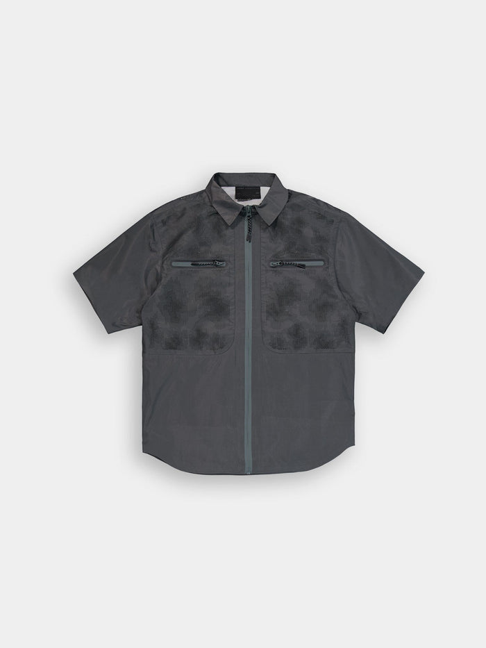 SHORT SLEEVE LASER CUT SHIRT TOP Alpha Industries CHARCOAL XS