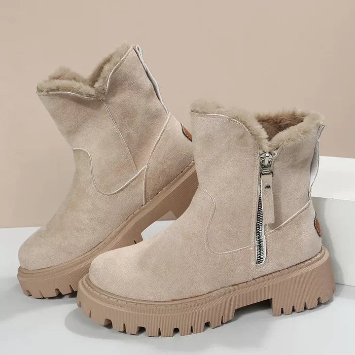 Side Zipper Fuzzy Boots